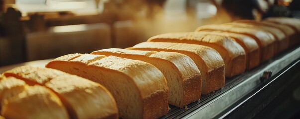 Wall Mural - advanced large scale automated bread slicing machine for efficient bakery production