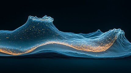 Wall Mural - abstract digital wave design, dark background, possible use for technology wallpaper