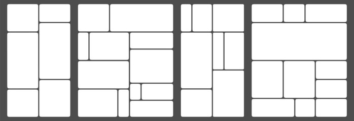 Wall Mural - white grid template design, bento box photo frame collage layout. light mood board mockup horizontal