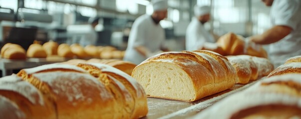 Wall Mural - advanced large scale automated bread slicing machine for efficient bakery production