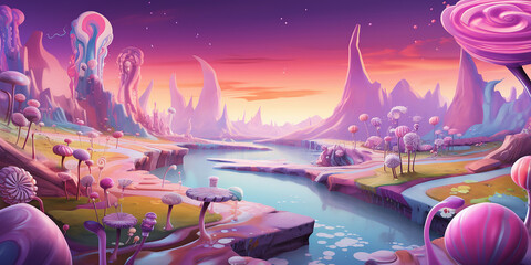 Wall Mural - Candy Planet Sunset