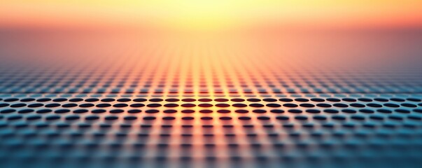 Aufkleber - Abstract Metal Surface with Circular Patterns and Warm Sunset Glow