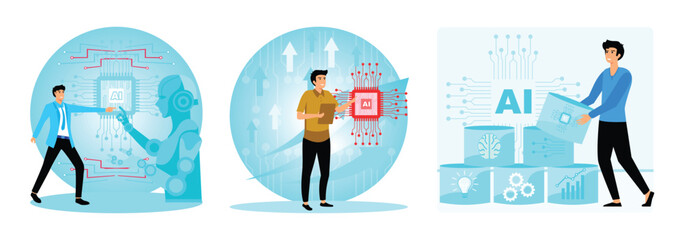 Wall Mural - ai collaboration. artificial intelligence technology.artificial intelligence and future economy.