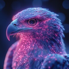 Wall Mural - A majestic eagle adorned with vibrant lights.