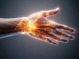 Poster - Glowing Hand with Light Effects Symbolizing Energy and Motion
