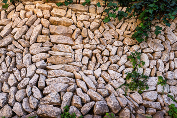 wall made of living stone without mortar, Randa, Algaida,Mallorca, Balearic Islands, Spain