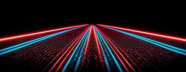 Leinwandbilder - Futuristic Neon Light Trails on Dark Background for Creative Projects