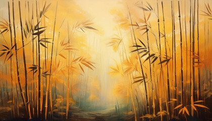 Wall Mural - bamboo forest landscape in painting style, part 14