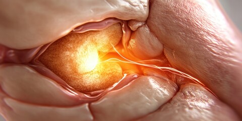 Aufkleber - Close-Up View of Human Flesh with Glowing Core Element