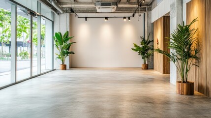 Poster - Modern Empty Space with Plants and Natural Light for Creative Use