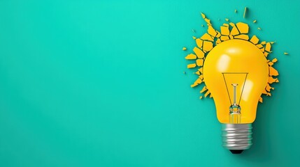 Aufkleber - Creative Light Bulb Concept Breaking Through Colorful Background