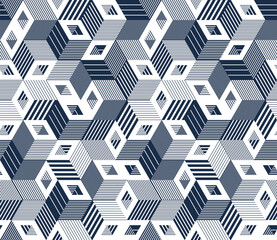 Canvas Print - 3d cubes seamless background, abstract tiling endless pattern with blocks, cubic optic construction 
