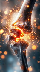 Aufkleber - Close-Up View of Glowing Human Bones in Joint with Sparkles