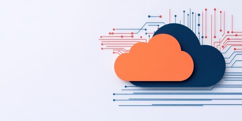 Aufkleber - Abstract Cloud Design with Circuits and Colorful Elements