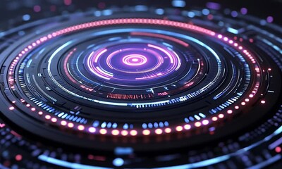Wall Mural - futuristic interface glowing dark tech circle