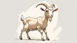 © ekaterina - Illustrated goat with expressive eyes, perfect for animal-themed projects, children's books, or educational materials. Ideal for nature lovers and kids' content.