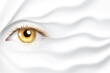 © Vasili - Abstract background with flowing wave-like lines and a close-up of a human eye, symbolizing perception and vision. A combination of abstract art and focus on human features.