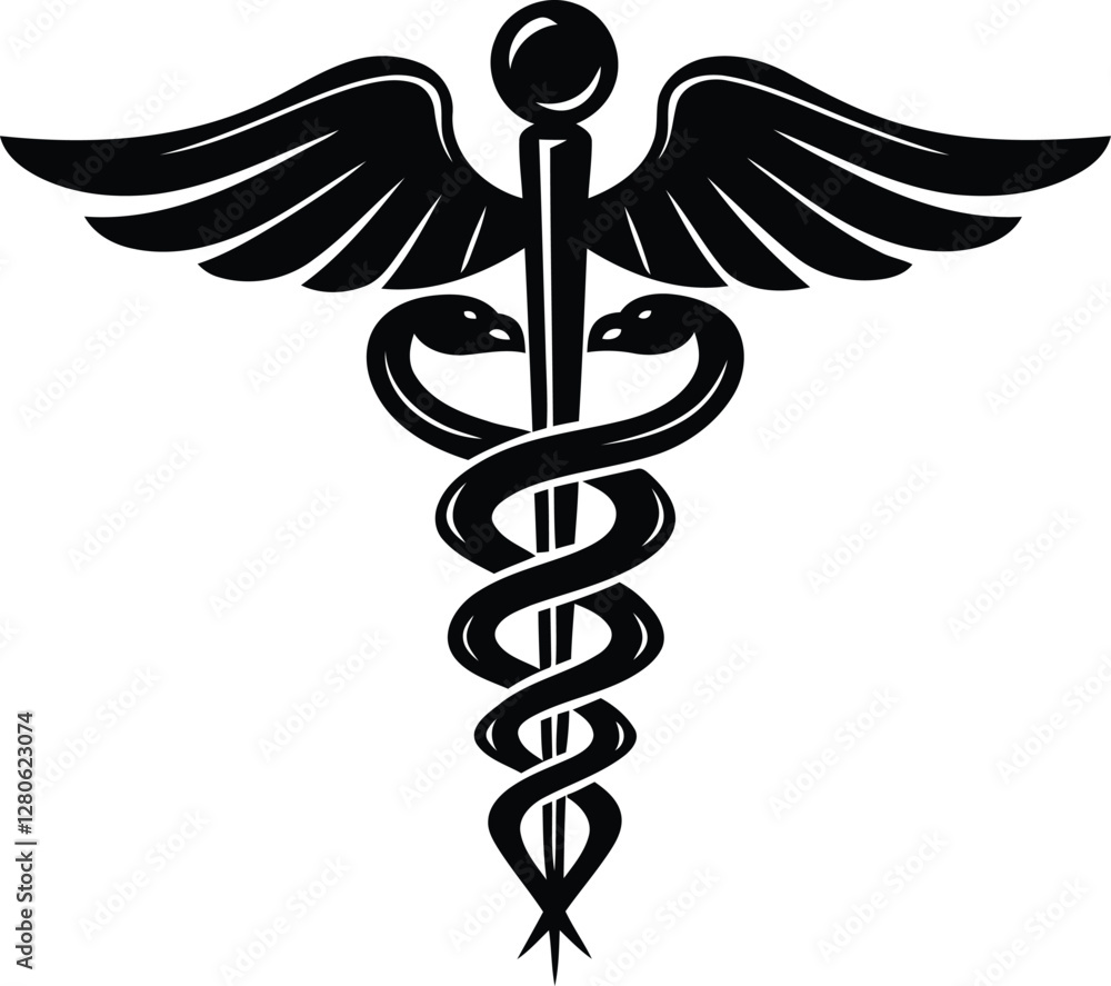 Modern and unique Caduceus medical symbol silhouette vector ...