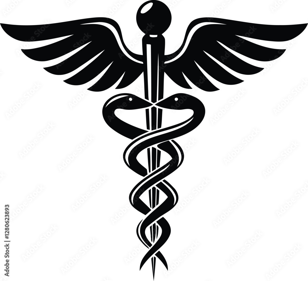 Modern and unique Caduceus medical symbol silhouette vector ...