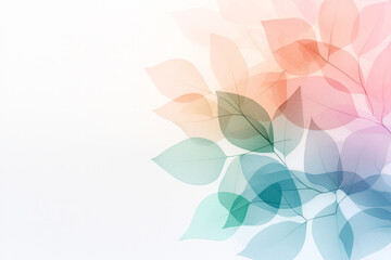Poster - Overlapping leaves tinted from pastel green to soft pink, arranged in a fluid composition against a