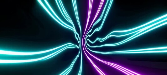 Wall Mural - Dynamic neon light trails creating hypnotic patterns in vivid motion