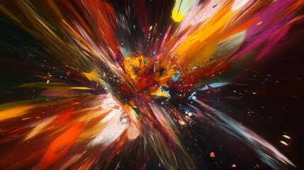 Wall Mural - Abstract Vibrant Colorful Explosion Dynamic Energy Artistic Paint Strokes Swirling Motion Powerful Burst Creative Design Modern Art Background Texture Image dark bold style speed vivid light chaos    