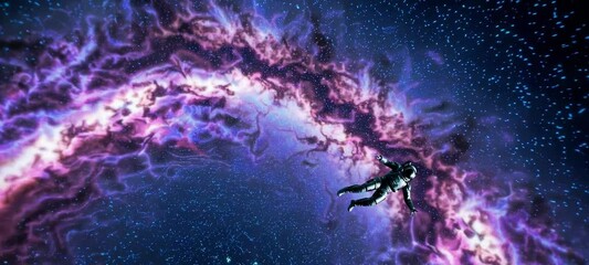 Wall Mural - surreal space journey through cosmic nebulae as stars illuminate the galaxy