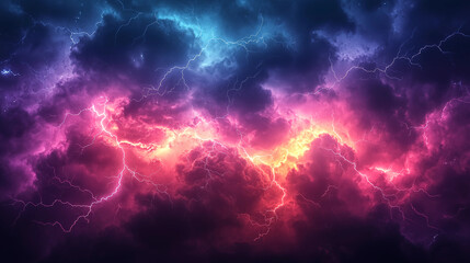 Wall Mural - a vibrant cosmic scene featuring swirling clouds illuminated by electric hues of pink, purple, and b