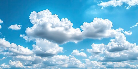 Aufkleber - Bright blue sky with fluffy white clouds scattered throughout, creating a serene atmosphere and perfect for depicting tranquility and nature.