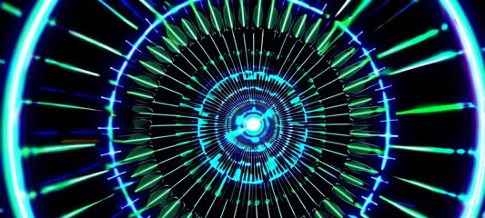 Wall Mural - vibrant neon tunnel with pulsating light patterns and dynamic motion in futuristic design