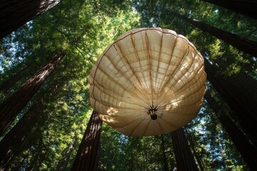 Wall Mural - A parachute suspended in a forest, potential scene for adventure or outdoor story