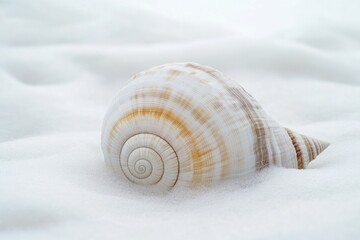 Sticker - A lone seashell lies on the snowy ground, suggesting an unexpected beach find