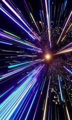 Wall Mural - dynamic light burst transition with vibrant streaks and particles in motion
