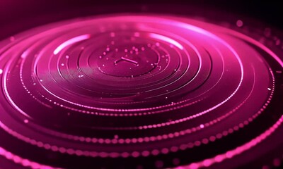 Wall Mural - pink futuristic interface spinning, dark background, digital technology, ui design