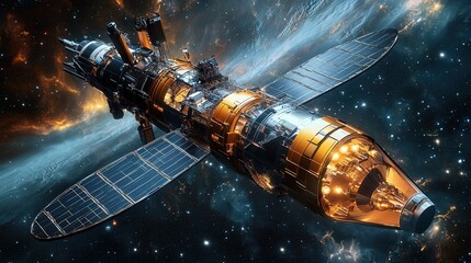 Wall Mural - spacecraft used to perform high-energy particle experiments in deep space, featuring cutting-edge de