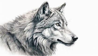   白い背景に鉛筆でスケッチされた狼