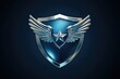 © juliiapanukoffa - Shiny Blue Shield Emblem Featuring Winged Star Symbol for Security and Protection Branding