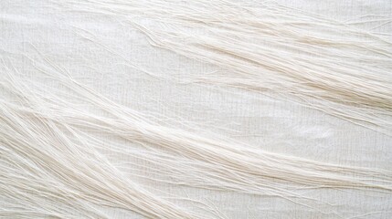 Wall Mural - Textured white fabric with soft, flowing fibers.