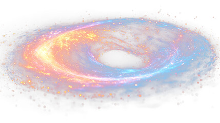 a spiral galaxy with bright blue and orange stars