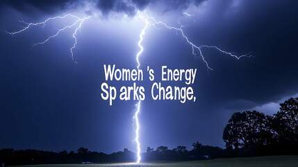 Wall Mural - a powerful lightning bolt striking across a stormy sky, illuminating the words 