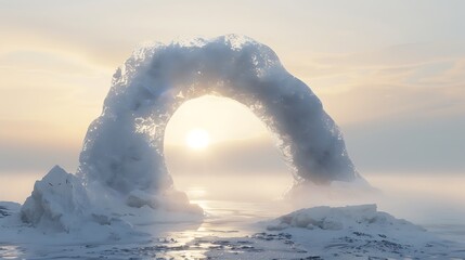 Wall Mural - a frozen arch of ice with soft light filtering through.