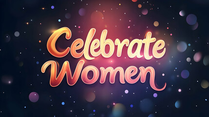 Wall Mural - a radiant women's day poster, combining calligraphy with abstract lighting effects, where 