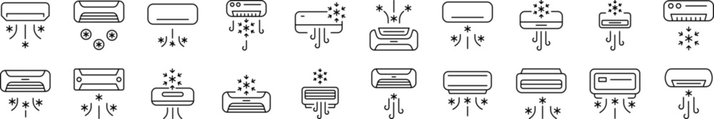 Wall Mural - cooling air conditioner modern outline style icons for design, cards, apps, social networks