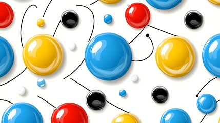 Abstract Colorful Glossy Buttons Seamless Pattern Background Design