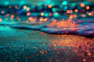 Wall Mural - aqua turquoise and teal green bokeh glitter sparkle background is a modern and colorful option for a