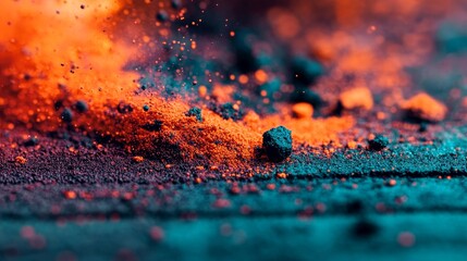 Wall Mural - a black background is filled with fire embers particles, and fire sparks, creating an abstract scene