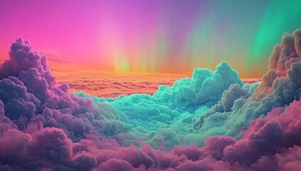 Wall Mural - a fantasy galaxy with fairy lights and wavy space is set amidst a cute purple pastel background unde