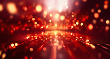 Leinwandbilder - Abstract image featuring blurred red and orange bokeh lights, creating a dynamic and energetic background with a sense of motion and excitement.