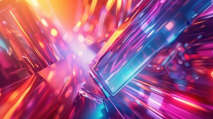 Wall Mural - abstract modern vibrant composition with colorful reflections, light patterns, and dynamic shapes in