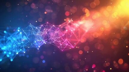 Wall Mural - abstract digital network connections with colorful bokeh effects for technology and innovation backg